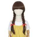 Yan Dream Long Brown Braided Wig Cosplay Wigs for Girl Children Halloween Party Wig (Girls Wig, Brown)
