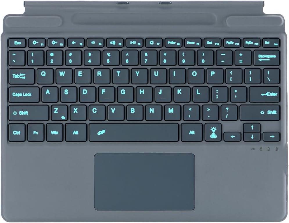Keyboard for Microsoft Surface Pro Copilot+ (11th Edition) / Pro 11 / Pro 10/9 / 8 / X, 13 inch, Detachable Type Cover with Touchpad, 7-Color Backlit & Pen Holder (Gray)