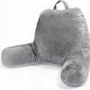 Sasttie Reading Pillow for Bed, Velvet Back Support Pillow for Bed Sitting Up, Back-Rest Sit-Up Support Cushion, College Dorm Essentials for Girls and Boys, Dark Grey (Standard Size)