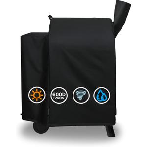Suphomeware Grill Cover for Traeger Pro 22 Series Smokers, Full-Length Cover Grill Accessory, Heavy Duty Black Pellet Grill Cover for Z Grills 550B.
