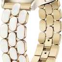 Wearlizer Metal Bracelet Compatible with Samsung Galaxy Watch 7 Band 6 5 4 Active 2 FE 40mm 44mm/Watch 6 4 Classic/5 Pro/3, 20mm Enamel Dressy Stainless Steel Strap for Samsung Watch Bands Women