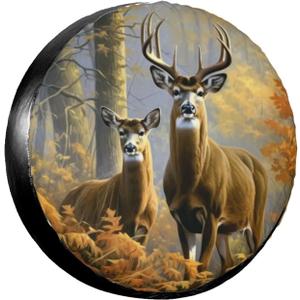 Rv Spare Tire Covers for Rv Trailers Wheel Protectors Tyre Covers Weatherproof and Dustproof Wheel Covers Universal Fit for Trailer Rv SUV Truck Travel Trailers Camper 15" - Two Deer (15 inch (Tire Diameter 70-75cm/27.5-29.5in))