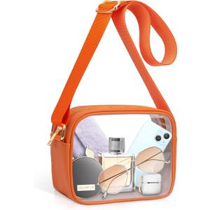 KETIEE Clear Crossbody Bag, Stadium Approved Clear Purse Bag for Concerts Sports Events Festivals (Orange)