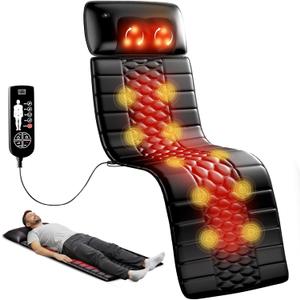 Shiatsu Full Body Massage Mat with Heat, Detachable Massager Pad, 10 Vibrating Motors, 9 Intensity Levels, Deep Tissue Pain Relief for Back, Neck & Legs  Relaxation at Home or Office (Standard)