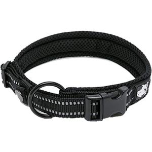 Truelove Dog Collar Reflective Premium Duraflex Buckle,High Grade Nylon Webbing No Choke Basic Collars TLC5011(Black,M)