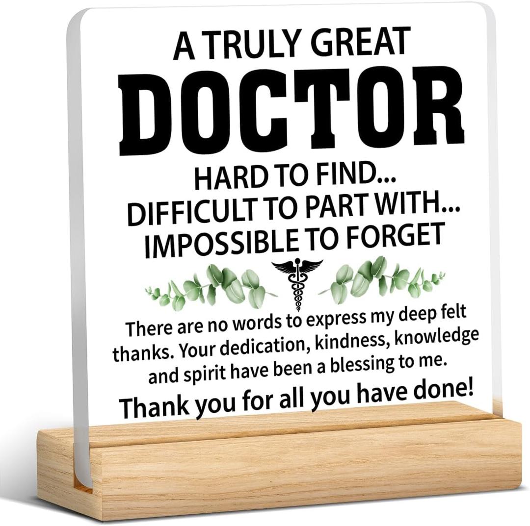Doctor Gift Appreciation Thank You Gifts Clear Acrylic Sign Doctor's Day Birthday Retirement Gift for Doctors Decor for Home Hospital Office Table Shelf