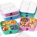 Canfanni 6 Pcs Snack Box Container Set, Reusable 3&4 Compartment Meal Prep Snack Containers for Adults Kids Toddler, BPA-Free Divided Lunchable Container for School, Work and Travel (5 Color)