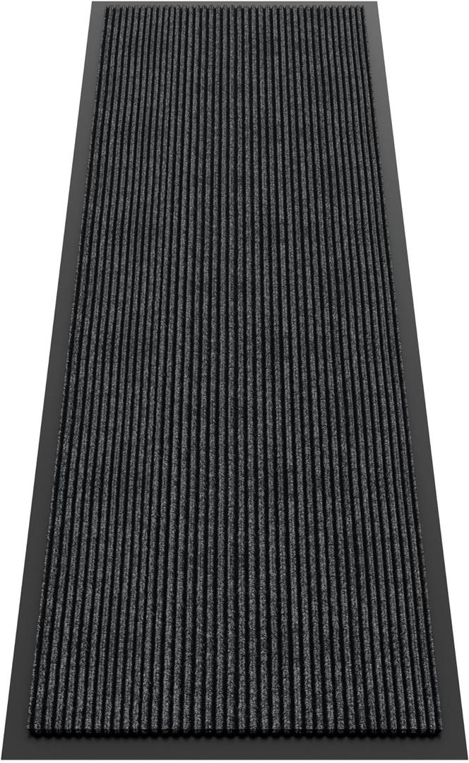 Indoor Outdoor Door Mat, 6 x 2' Doormat for Entryway, Rubber Backing Non Slip Front Door Mat Outside Entrance, Super Absorbent Commercial Floor Mat for Home Office (Charcoal)