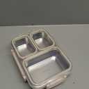 Stainless Steel Bento Box, 3 Compartments Leakproof Stainless Steel Snack Containers, 25 oz Premium 304 Metal Lunch Box for Adults, BPA-Free, Dishwasher Safe (Beige)