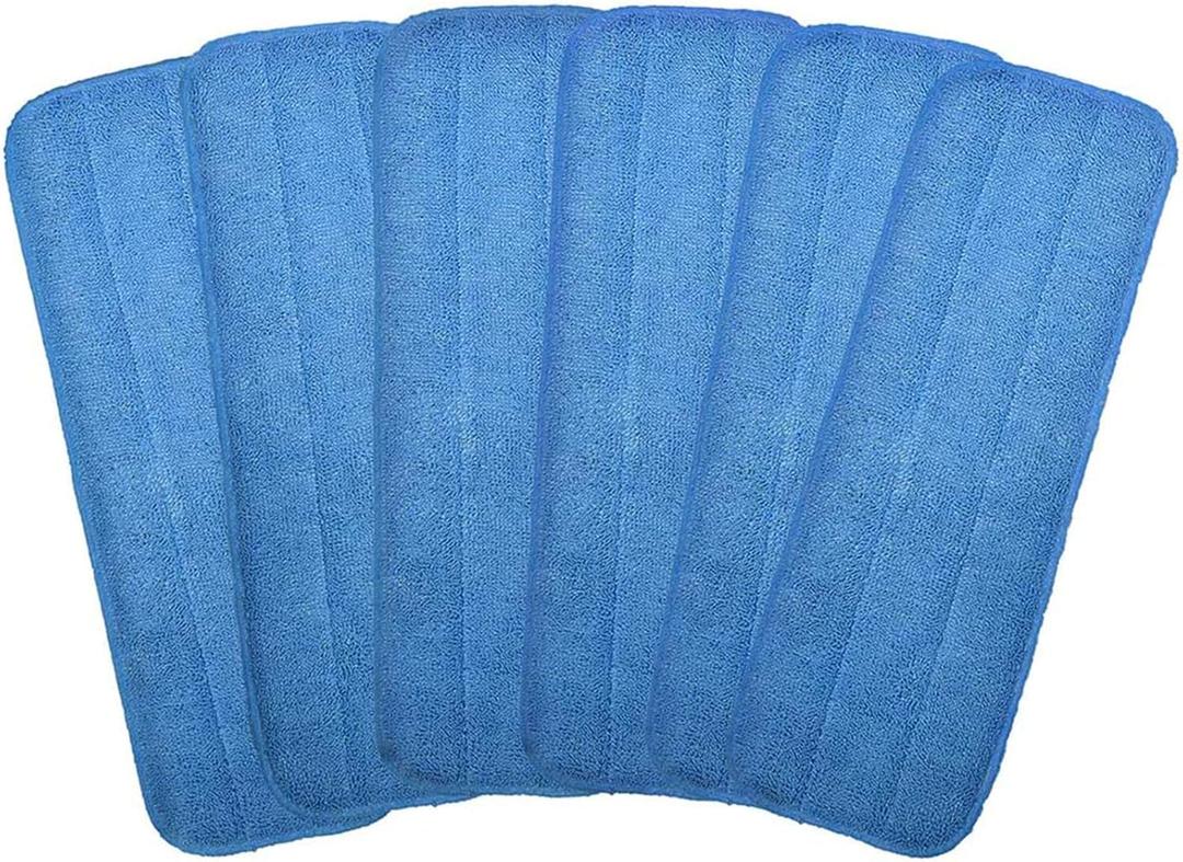 Microfiber Replacement Mop Pad, 18" x 6" Wet & Dry Home & Commercial Cleaning Refills, Reusable Floor Mop Pads (6 Pack) Blue