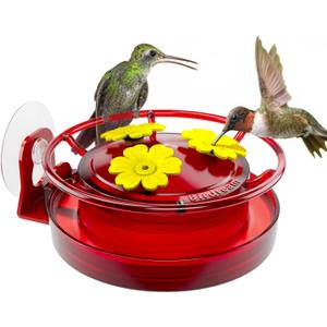 Birdream Window Hummingbird Feeder, 5oz Small Plastic Nectar Holder with Ant Moat, 3 Feeding Ports, Compact Window-Mounted Hummingbird Feeder for Outdoors, 1 Pack