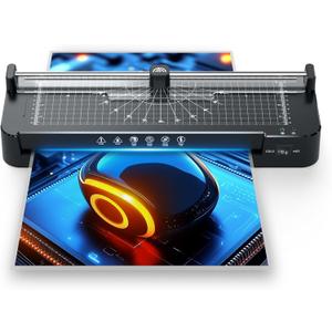13in Laminator Machine with 50pcs Sheets + Paper Trimmer + Corner Rounder, Anti-Jam Technology | Dual Hot/Cold Mode | 90s Fast Preheat for A3/A4/A5/A6 Home Office School Use