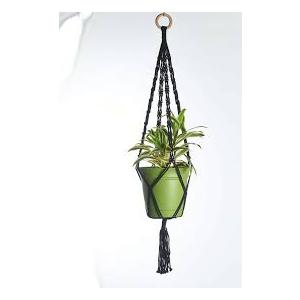 Primitive Planters 40" Macrame Plant Hanger, Black