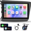 Car Stereo for Honda Civic 2012 2013 2014 2015 [2+64G] with Wireless Carplay & Android Auto, 9 Inch Touch Screen Car Radio for Civic Bluetooth GPS Navigation DSP WiFi FM SWC for Honda Civic Radio