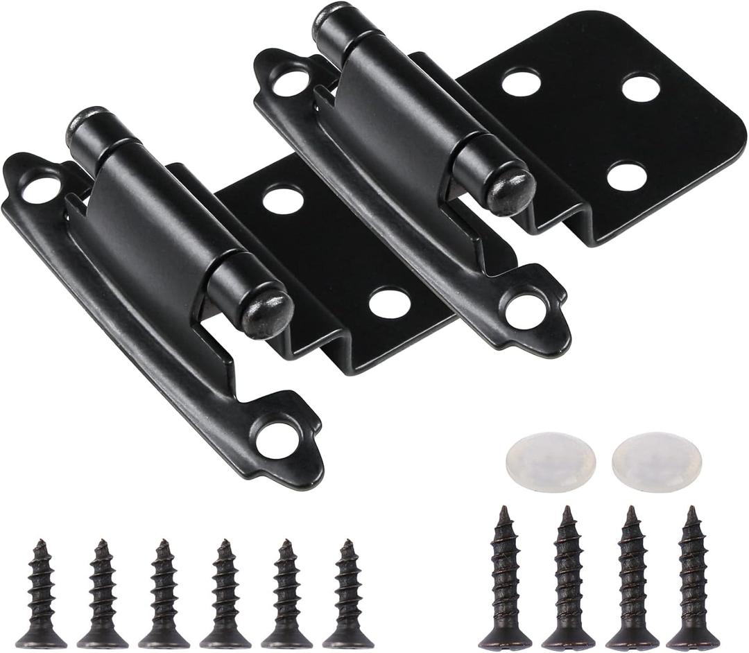 60 Pack Matte Black Cabinet Hinges - 3/8 Inch Inset, Semi-Concealed, Overlay, Soft Close, Flush Face Frame Mount 60 Pack Matte Black Cabinet Hinges - 3/8 Inch Inset, Semi-Concealed, Overlay, Soft Close, Flush Face Frame Mount