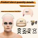 2 x Bald Caps Makeup Latex Bald Head Wig Caps Cosplay Costume for Adults, for Theme Party Decorations Supplies (Bald Hat, Sunglasses, and Beard)