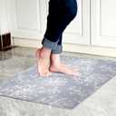 1/10 Inch Ultra Thin 24"35" Large Front Door Mat Indoor Entrance Inside Non Slip, Waterproof Rubber Kitchen Mat and Interior Home Washable Door Mat, Baroque Grey