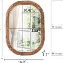 Rustic Oval Rattan Mirrors for Wall 16 X 24 Inch, Hanging Wood Frame Mirrors for Bedroom, Handmade Unique Coastal Mirror Wall Decorative for Bathroom Entryway, Horizontal or Vertical