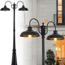 Dusk to Dawn Outdoor Lamp Post Light 2-Head, Outdoor Post Light Street Light Post for Outside with Sensor, Waterproof Black Farmhouse Pole Lighting Fixture for Backyard Garden Patio Driveway