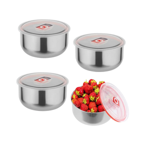 Wensdr Pizza Dough Preparation Box with Lid, 6.5 x 6.5 x 3.5 Inch, Stainless Steel Leakproof Containers with Lids for Pizza, Bread, 4 Pack Silver