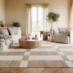 nuLOOM Avenelle Brown Striped Woven Area Rug, ' | Nuloom Avenelle Striped ' Wool Jute for Dining Room Living Room, Brown, 6 x 9 