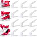 Adjustable Shoe Slots Organizer,12PACK Transparent Shoe Stackers Shoe Rack Holder Shoe Space Savers Double Layer Stack Shoe Racks for Closet Organization(Transparent)