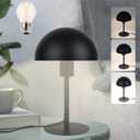 Mushroom Bedside Table Lamp, Retro Vintage Dimmable Nordic Reading Night Light for Bedroom, Living Room, Kitchen, Gifts (Black)