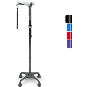 Rehand Quad Cane, Walking Cane with Ergonomic Handle Ever and Graceful 4-Pronged Base for Extra Stability, Adjustable Walking Sticks for Right or Left Handed Men & Women and Seniors (Black2)