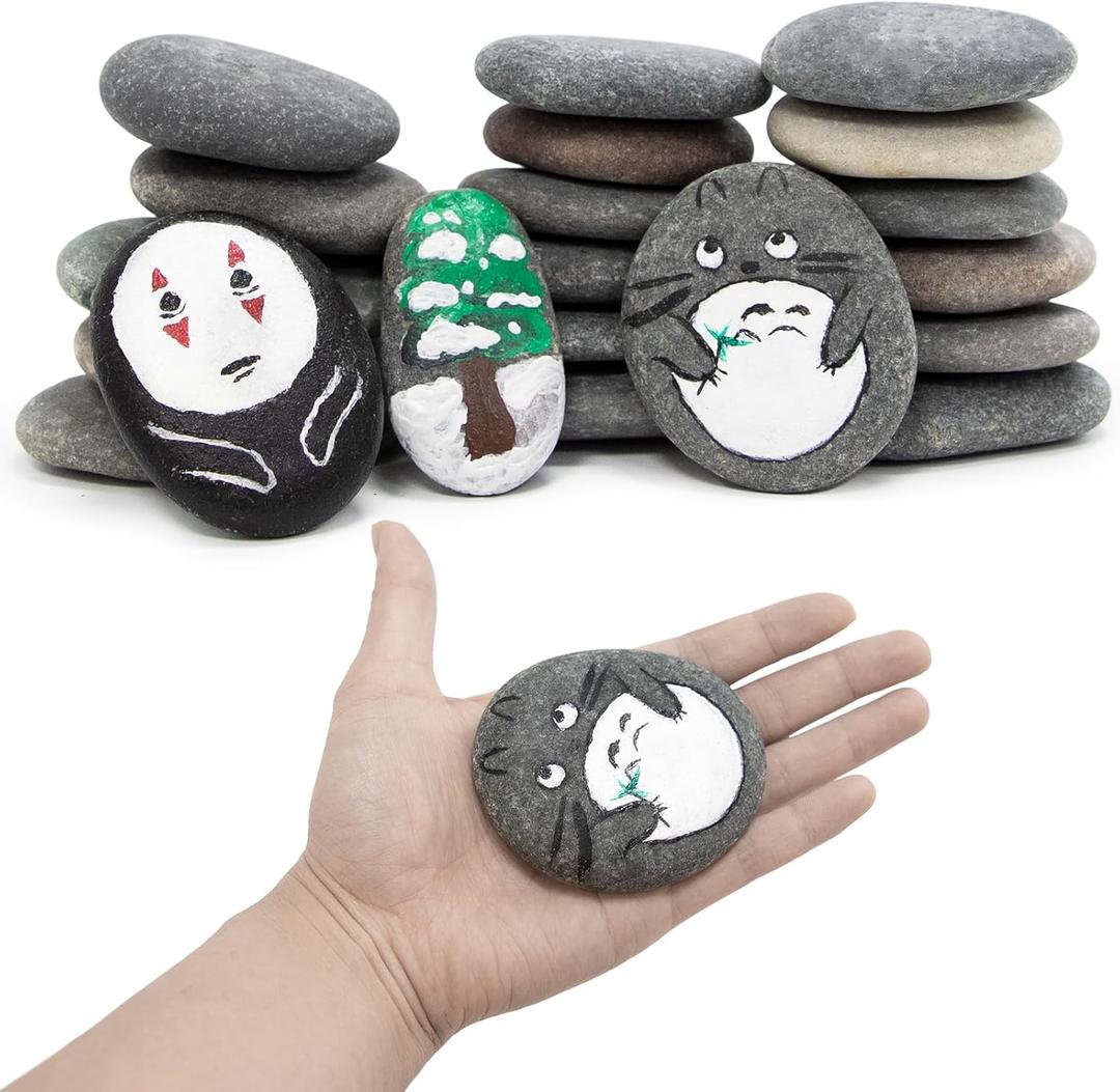 Markdang Rocks for Painting 20 Pcs 2.2-3.2 River Rocks for Paint Rock Natural Flat & Smooth Stones for Painting for Kids & Adult Craft Gift