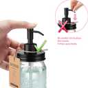 SheeChung 16 Oz Mason Jar Liquid Soap Dispenser, Glass Hand Soap Dispenser, Stainless Steel Pump Lid, Refillable Lotion Dispensers for Bathroom Countertop Kitchen (2, Black)