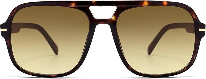 HERJOUR Retro Trendy Square Aviator Sunglasses Womens Mens 70s Classic Vintage Oversized Sun Glasses AR82173