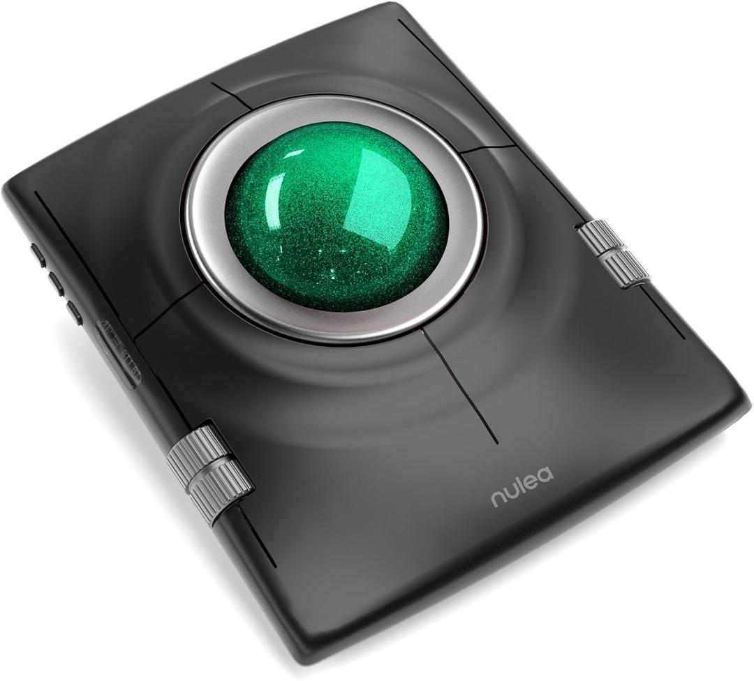 Nulea M512 Wireless Trackball Mouse, Ergonomic 55mm Trackball, Adjustable DPI for Precise Control, Left or Right Hand Compatible, Rechargeable, Multi-Device Bluetooth & 2.4GHz for PC, Laptop Green