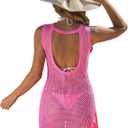 FAIRY SEASON Swimsuit Coverup for Women Knit Crochet Hollow Out Backless Beach Dress 2026 Bikini Cover Up Sleeveless Dresses (Black)