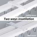 Double Curtain Track Wall Mount, Ceiling Conjoined Drop Curtain Rail, Heavy Duty Rod for Living Room (Length 9FT)
