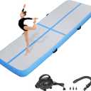 Inflatable Air Gymnastics Tumbling Mat 10ft Blue, Air Tumble Track Mat 4 inches Thickness with Electric Air Pump for Home Use Training Cheerleading Yoga Water Beach Park