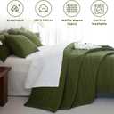 Sanracie Cotton Oversized King Bedspread Quilt(120"x120"),Olive Green Waffle Quilt Coverlet Set 3Pcs Extra Large King Quilt Bedding Set,Farmhouse Coverlet Quilt Set Shabby Vintage Chic Bedding