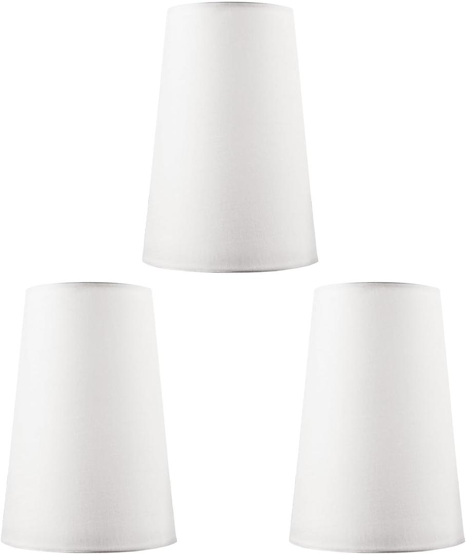 3 Pack White Lamp Shades, Mini Fabric Lampshades Replacement, 3.4x4.8x6.9 Inch, DIY Natural Linen Hand Woven Lampshade for Floor Light, Hemp Rope Pendant Light, Vanity Lights, Table Lamp, Wall Sconce