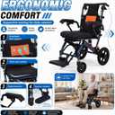 Super Lightweight Transport Wheelchair, Upgraded Adjustable Backrest Lightweight Wheelchair, Foldable Wheelchairs with Telescopic Handle, Backpacks,Travel Bags, Inflatable Seat Cushions