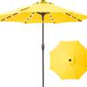 9FT Solar-Powered LED Patio Umbrella with Tilt Crank,Outdoor Market Umbrella with 32 Lights,Sunshade for Deck, Garden and Pool