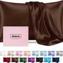 Silk Pillowcase for Hair and Skin Mulberry Silk Pillowcase Soft Breathable Smooth Both Sided Natural Silk Pillowcase with Zipper Beauty Sleep Silk Pillow Case 1 Pack for Gift(Queen,Brown)