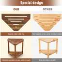 IBosins 16in Shower Foot Rest Corner Shower Stool for Shaving Legs with Storage Shelf Small Bench for Inside Shower to Sit on Bath Seat - Acacia Wood