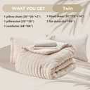 HYMOKEGE Beige Twin Comforter Set Seersucker 5 Pieces, All Season Luxury Bed in a Bag for Bedroom, Bedding Set with Comforters, Sheets, Pillowcase & Sham