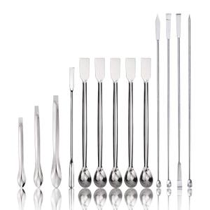 15Pcs Stainless Steel Lab Spatula Micro Scoop Reagent Laboratory Mixing Spatula 22cm Long Sampling Spoon