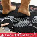TYUU Skeleton Front Door Mat Indoor Outside Entrance, Heavy Duty Dirt Trapper Doormat with Non Slip Backing Entryway Mat for Front Back Door, 24'' x 36'', Skeleton Black