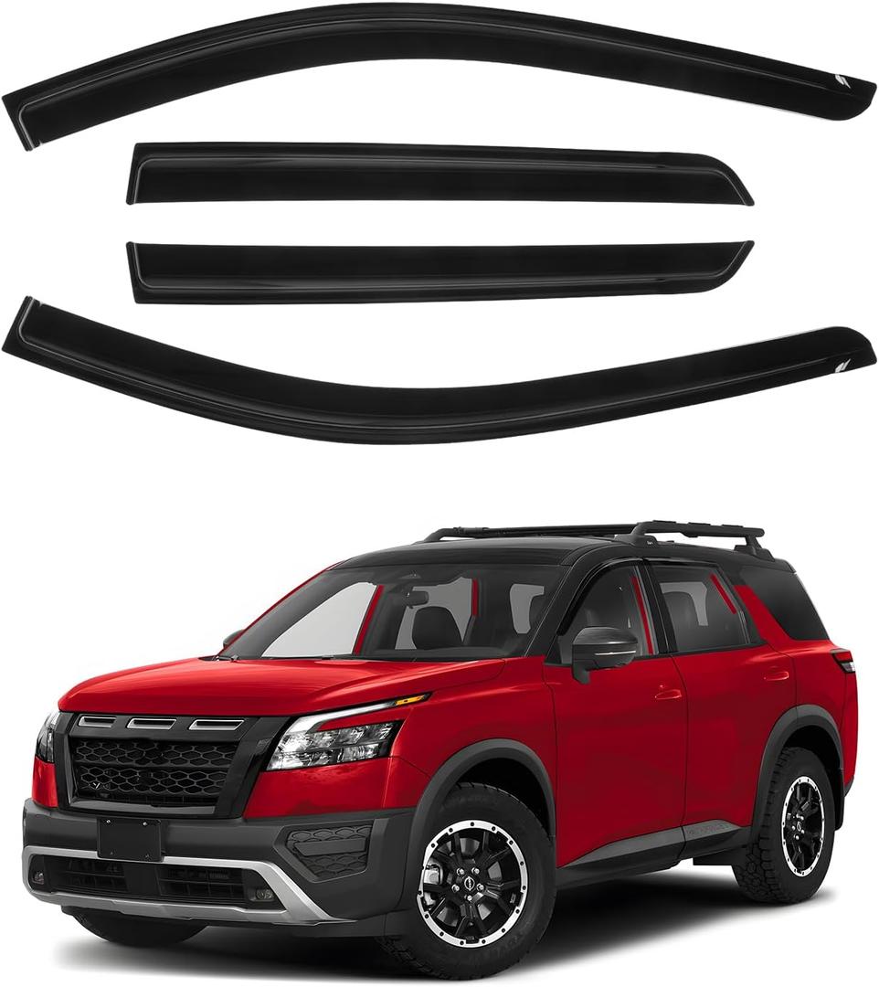 Window Visors Rain Guards for 2022-2025 2026 Nissan Pathfinder Accessories, Outside-Mount Side Window Wind Deflectors Vent Visors Shades Rainproof 4PCS