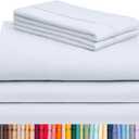 LuxClub 5 PC Sheet Set Bed Sheets Deep Pockets 16" Eco Friendly Wrinkle Free Cooling Machine Washable Hotel Bedding Silky Soft - Baby Blue Split King