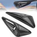 Side Camera Protection Cover for 2024-2026 Tesla Model 3/Y HW4.0 Side Camera Full Cover Vehicle Molding Car Turn Signal Exterior Trim 2PCs (Glossy Carbon Fiber Pattern-Full)