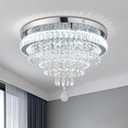 FRIXCHUR 19.7" Crystal Chandeliers Crystal Ceiling Light Fixtures Modern Flush Mount Light LED Chandelier Lamp for Living Room Bedroom Dining Room 6500K Cool White