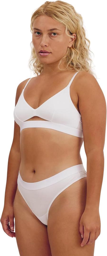Organic Basics Women's Soft Touch Thong Underwear (White, Small)