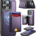 for iPhone 15 Pro Max Wallet Case Compatible with Magsafe, Magnetic RFID Blocking Card Holder Kickstand 2 in 1 Detachable Case for iPhone 15 Pro Max 6.7", Purple